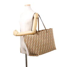 Load image into Gallery viewer, FENDI Pecan Roll Reversible Tote Brown/Beige8BH425 Canvas Leather Size Large

