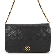 CHANEL Matelasse Push Lock ChainShoulder Bag Black Lambskin