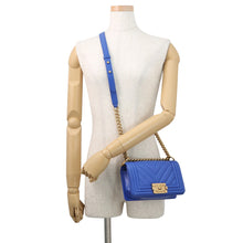 Load image into Gallery viewer, CHANEL Chevron Boy Chanel ChainShoulder BlueA67085 Lambskin Size Small
