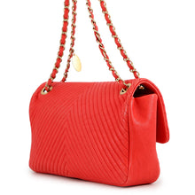 Load image into Gallery viewer, CHANEL Chevron ChainShoulder Bag Red Leather
