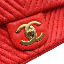 Load image into Gallery viewer, CHANEL Chevron ChainShoulder Bag Red Leather
