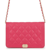 CHANEL Boy Chanel Chain Wallet PinkAP1117 Caviar Leather