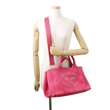 将图像加载到图库查看器中，PRADA Canapa 2way Tote Bag Pink1BG642 Canvas Size Medium

