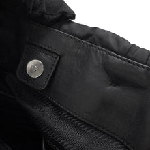 将图像加载到图库查看器中，PRADA Logo Handbag Black Nylon
