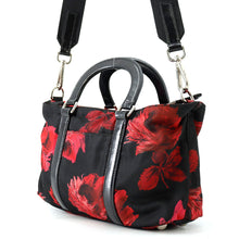 将图像加载到图库查看器中，PRADA Flower motif 2-way tote bag Black/Red Nylon Leather
