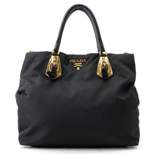 将图像加载到图库查看器中，PRADA Logo Handbag BlackBN1615 Nylon Leather
