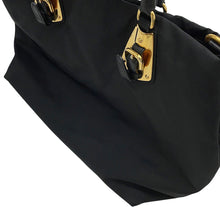 将图像加载到图库查看器中，PRADA Logo Handbag BlackBN1615 Nylon Leather
