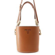 将图像加载到图库查看器中，PRADA Tambour Bucket Shoulder Bag Brown1BE050 Calf Leather
