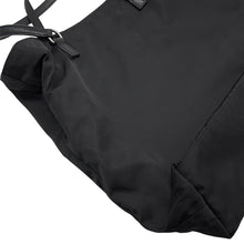 将图像加载到图库查看器中，PRADA Logo Tote Bag Black Nylon Leather
