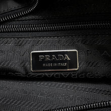 将图像加载到图库查看器中，PRADA Logo Tote Bag Black Nylon Leather
