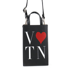 Load image into Gallery viewer, Valentino Garavani Heart Logo 2-Way Phone Case Black Leather
