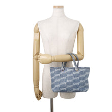 将图像加载到图库查看器中，BALENCIAGA Signature BBMonogram 2-way Tote Bag Blue702699 Denim Size Small
