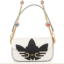 Load image into Gallery viewer, GUCCI Adidas collaboration Horsebit Shoulder Bag White/Black722009 Leather
