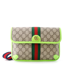将图像加载到图库查看器中，GUCCI Offdia Crossbody Bag Light Green/Red/Green752597 PVC Leather
