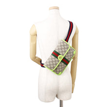 将图像加载到图库查看器中，GUCCI Offdia Crossbody Bag Light Green/Red/Green752597 PVC Leather
