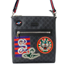将图像加载到图库查看器中，GUCCI GG Supreme Shoulder Bag Black/Blue/Red474137 PVC Leather
