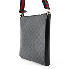 将图像加载到图库查看器中，GUCCI GG Supreme Shoulder Bag Black/Blue/Red474137 PVC Leather
