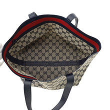 将图像加载到图库查看器中，GUCCI GG Canvas Tote Bag Navy/Beige788211 Canvas Leather
