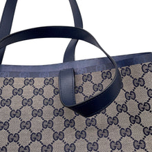 将图像加载到图库查看器中，GUCCI GG Canvas Tote Bag Navy/Beige788211 Canvas Leather
