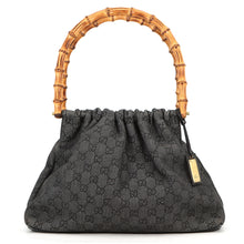 将图像加载到图库查看器中，GUCCI Bamboo Tote Bag Gray92708 GG Canvas
