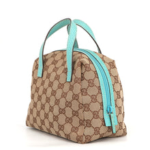 Load image into Gallery viewer, GUCCI GG Canvas Handbag Light Blue/Beige124542 GG Canvas Leather
