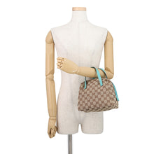 Load image into Gallery viewer, GUCCI GG Canvas Handbag Light Blue/Beige124542 GG Canvas Leather
