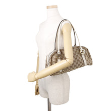 将图像加载到图库查看器中，GUCCI GG Canvas Tote Bag Beige/White232958 Canvas Leather
