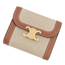 Load image into Gallery viewer, CELINE Triomphe Compact Wallet Natural/Tan10D782DB2.02NT Calf Leather/Canvas
