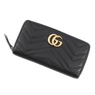 GUCCI GG Marmont Zip-Around Wallet Black443123 DTD1T 1000 Leather