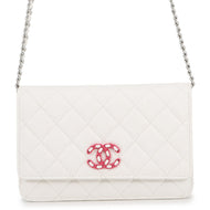 CHANEL Matelasse Chain wallet WhiteAP3709 Caviar Leather