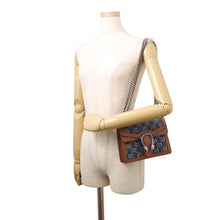 将图像加载到图库查看器中，GUCCI Dionysus GG Supreme Denim Shoulder Bag Brown/Blue421970 Canvas Leather
