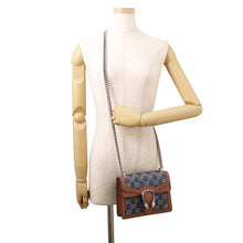 将图像加载到图库查看器中，GUCCI Dionysus GG Supreme Denim Shoulder Bag Brown/Blue421970 Canvas Leather

