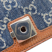 将图像加载到图库查看器中，GUCCI Dionysus GG Supreme Denim Shoulder Bag Brown/Blue421970 Canvas Leather
