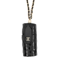 CHANEL Matelasse Lip Case BlackAP1572 Patent Leather