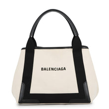 将图像加载到图库查看器中，BALENCIAGA Navy Kabas White/Black339933AQ38N1081 Canvas Leather Size S
