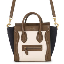 Load image into Gallery viewer, CELINE Luggage shopper Green/Ivory/Navy168243 Drummed Calf Smooth Calf Size Nano
