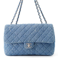 CHANEL CC Logo Matelasse WChainShoulder Blue Denim