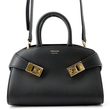 Load image into Gallery viewer, Ferragamo Hug 2-way Handbag Black215975 768853 Calf Leather Size XS
