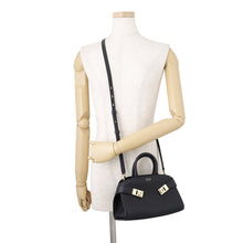 Load image into Gallery viewer, Ferragamo Hug 2-way Handbag Black215975 768853 Calf Leather Size XS
