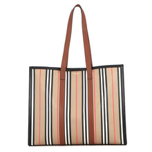 Load image into Gallery viewer, BURBERRY Striped Book Tote Archive Beige80730571 PVC Leather
