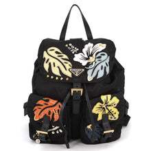 Load image into Gallery viewer, PRADA Flower Backpack Black/Multicolor1BZ811 Nylon Leather
