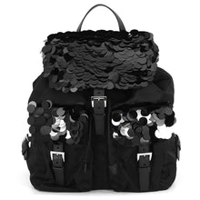 Load image into Gallery viewer, PRADA Sequins Backpack Black1BZ811 Nylon Leather Sequins Size Medium
