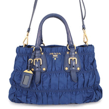Load image into Gallery viewer, PRADA Gathered 2way Bag BlueBN2805 Leather Nylon
