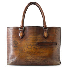 Load image into Gallery viewer, Berluti Two Jules Calligraphy Tote Bag Brown Leather
