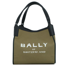 Load image into Gallery viewer, BALLY Arkle Shopper Tote Bag Khaki/Black6307006 Canvas Leather Size Large
