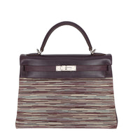 HERMES Kelly Retourne Raisin/Multicolor Vibrato Box Calf Leather Size 32