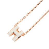HERMES Pop Ash Necklace Size Mini White Gold Plated Lacquer