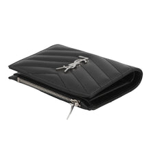 将图像加载到图库查看器中，SAINT LAURENT PARIS V Stitch Compact Wallet Black575974BOW021000 Leather
