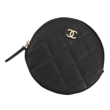 Load image into Gallery viewer, CHANEL Matelasse CC Logo Round Coin Purse BlackAP3594 Caviar Leather
