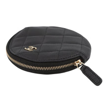 将图像加载到图库查看器中，CHANEL Matelasse CC Logo Round Coin Purse BlackAP3594 Caviar Leather
